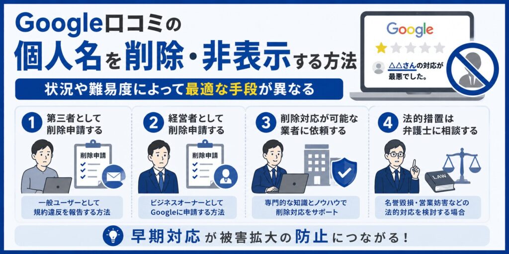 Google口コミの個人名を削除・非表示する方法