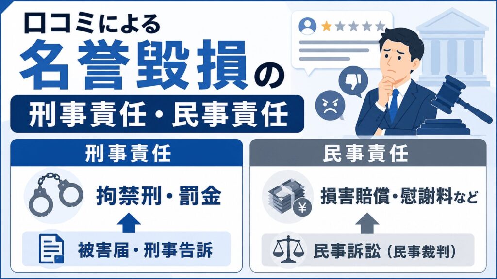 口コミによる名誉毀損の刑事責任・民事責任