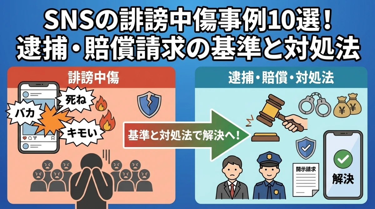 SNSの誹謗中傷事例10選！逮捕・賠償請求の基準と対処法