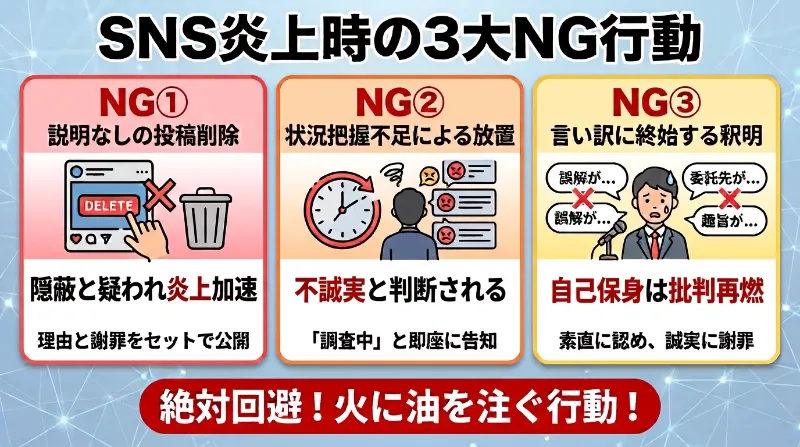 SNS炎上時の3大NG行動