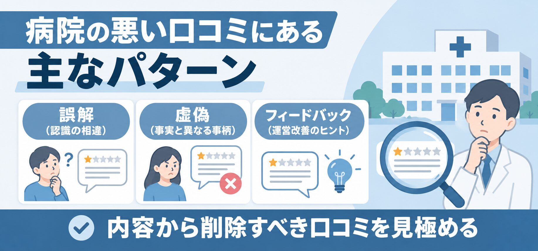 病院の悪い口コミにある主なパターン