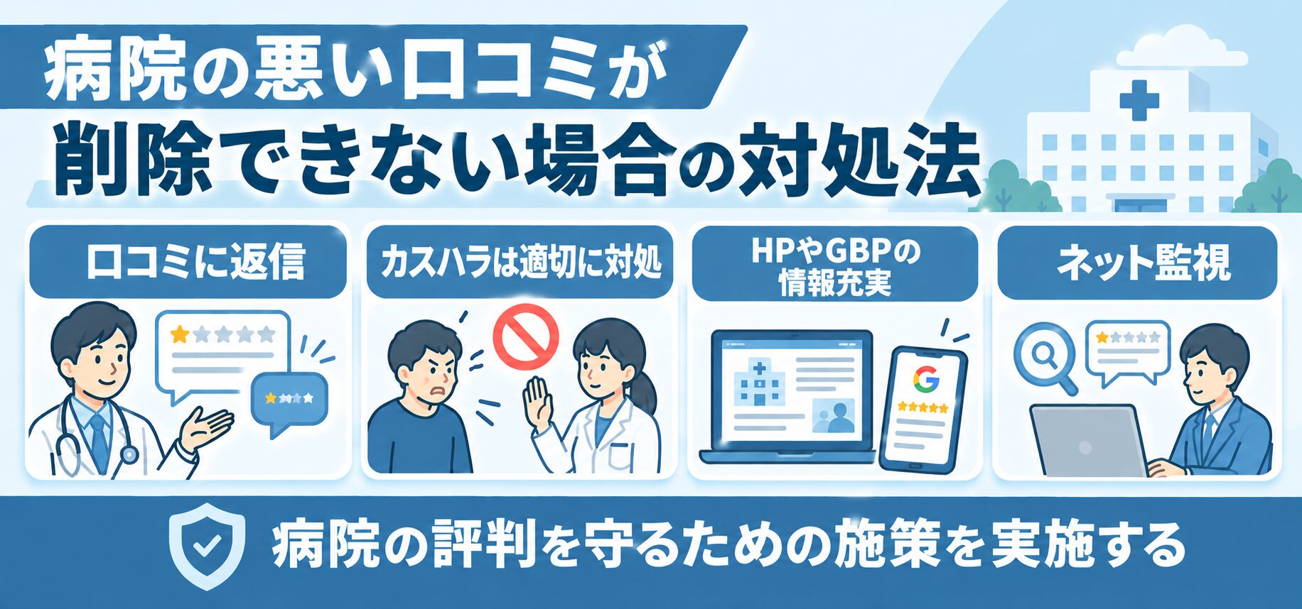 病院の悪い口コミが削除できない場合の対処法