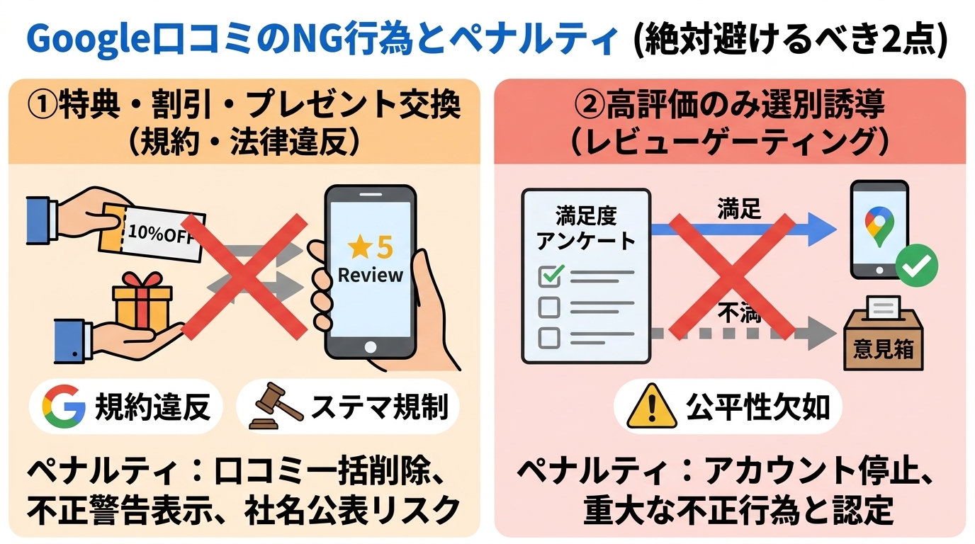 Google口コミでのNG行為とペナルティ