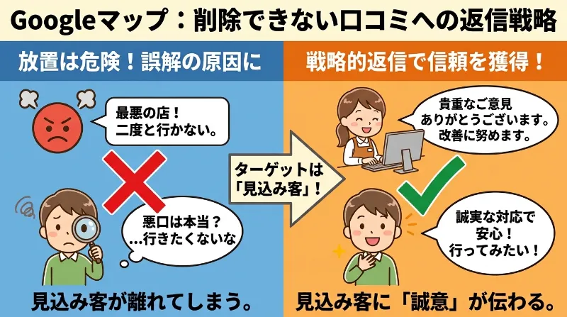 Googleマップの口コミを削除できない場合の返信方法
