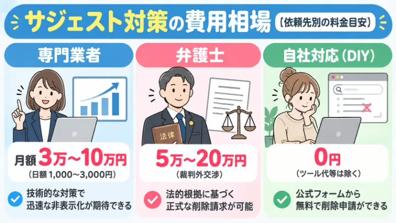 サジェスト対策の費用相場はいくら？