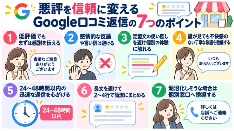 悪評を信頼に変えるGoogle口コミ返信の7つのポイント